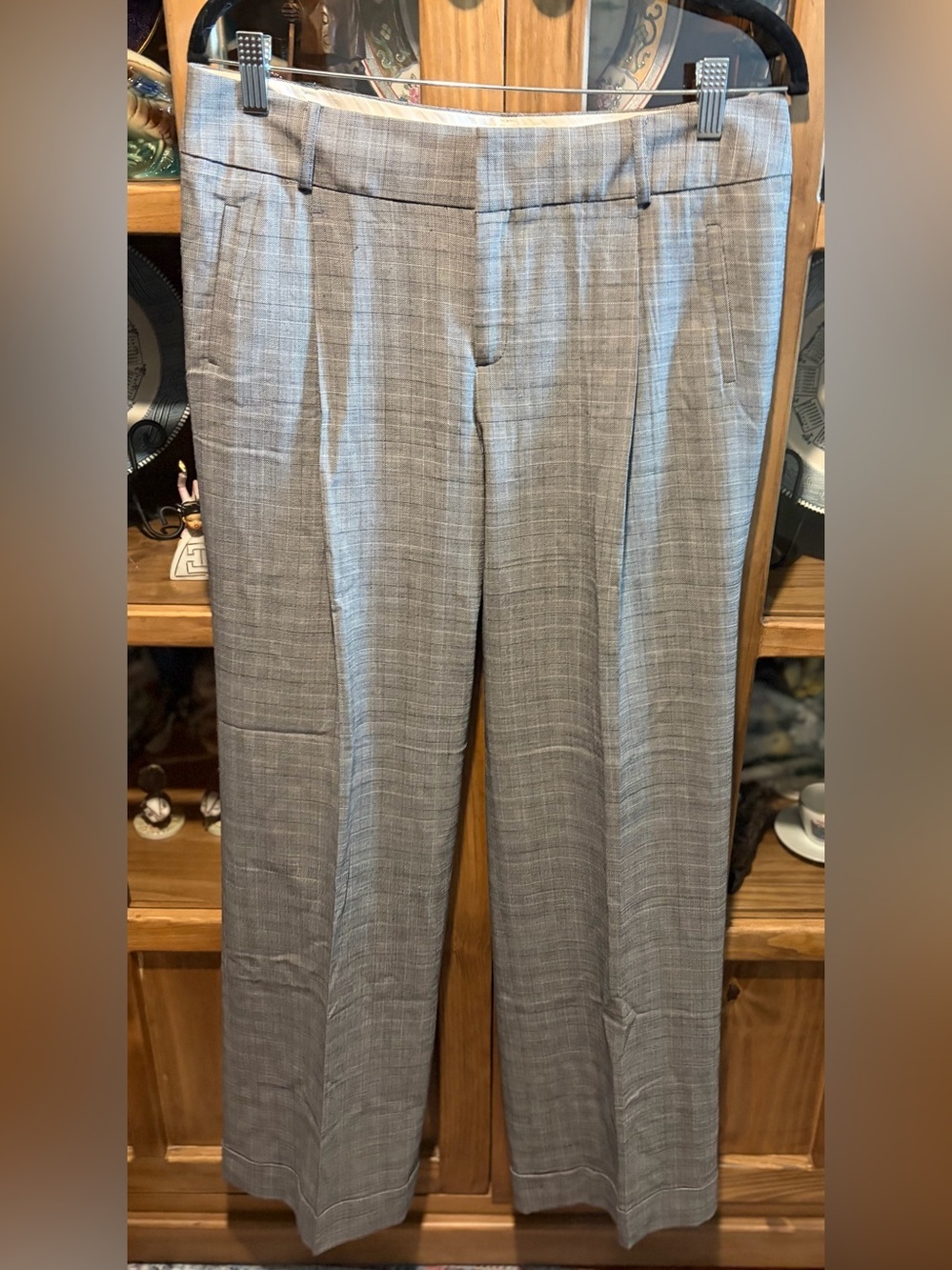 Banana Republic Ryan Fit Size 8 Women's Grey Plaid Dress Pants Wool
